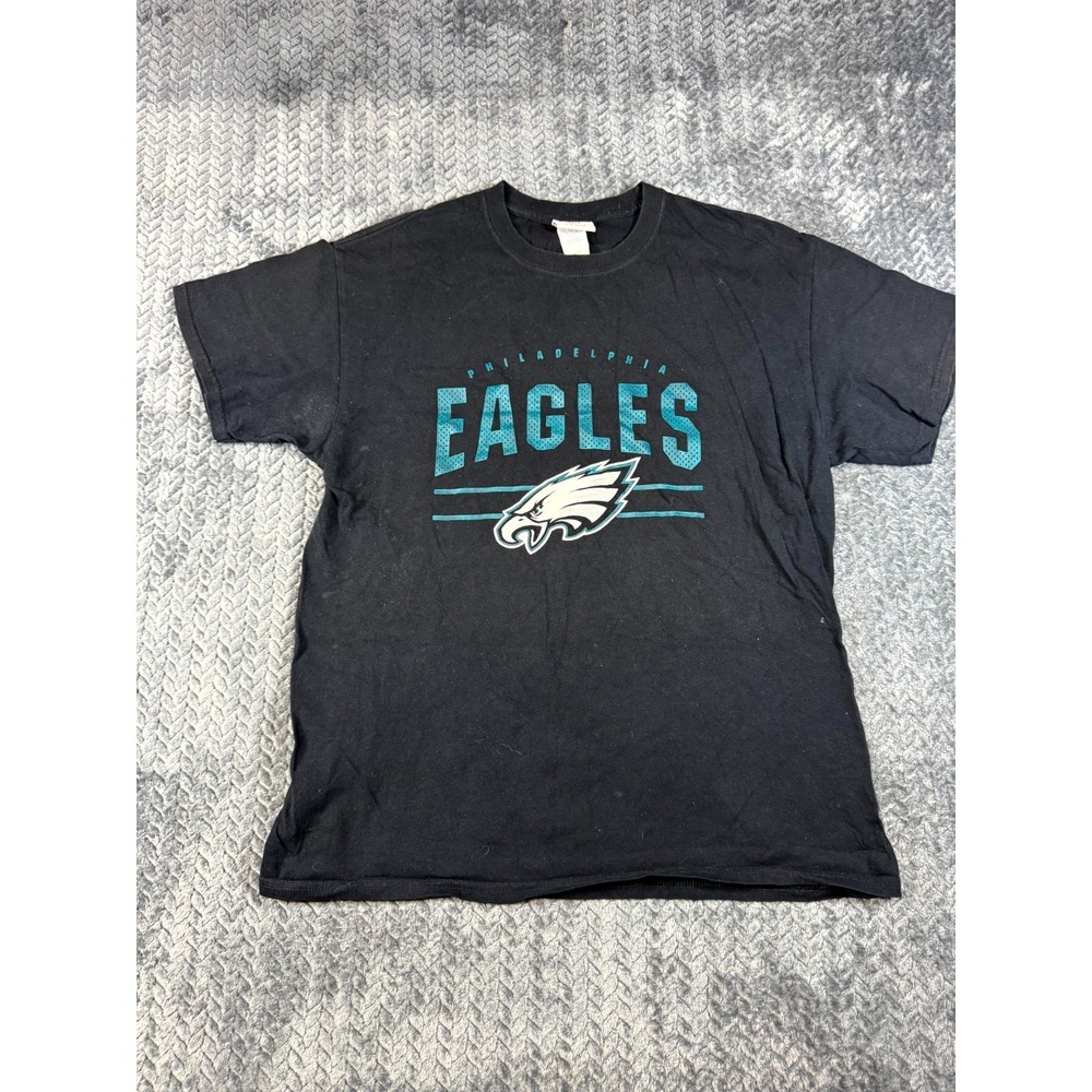 NFL Team Apparel T Shirt Mens Large Black Football Philadelphia Eagles Graphic
